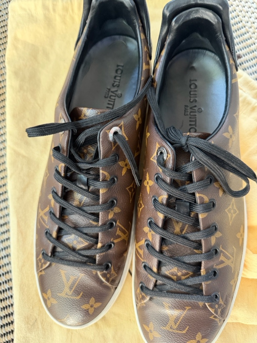 Louis Vuitton Brown Monogram Men’s Low-Top Sneakers with Black Laces - Picture 2 of 14